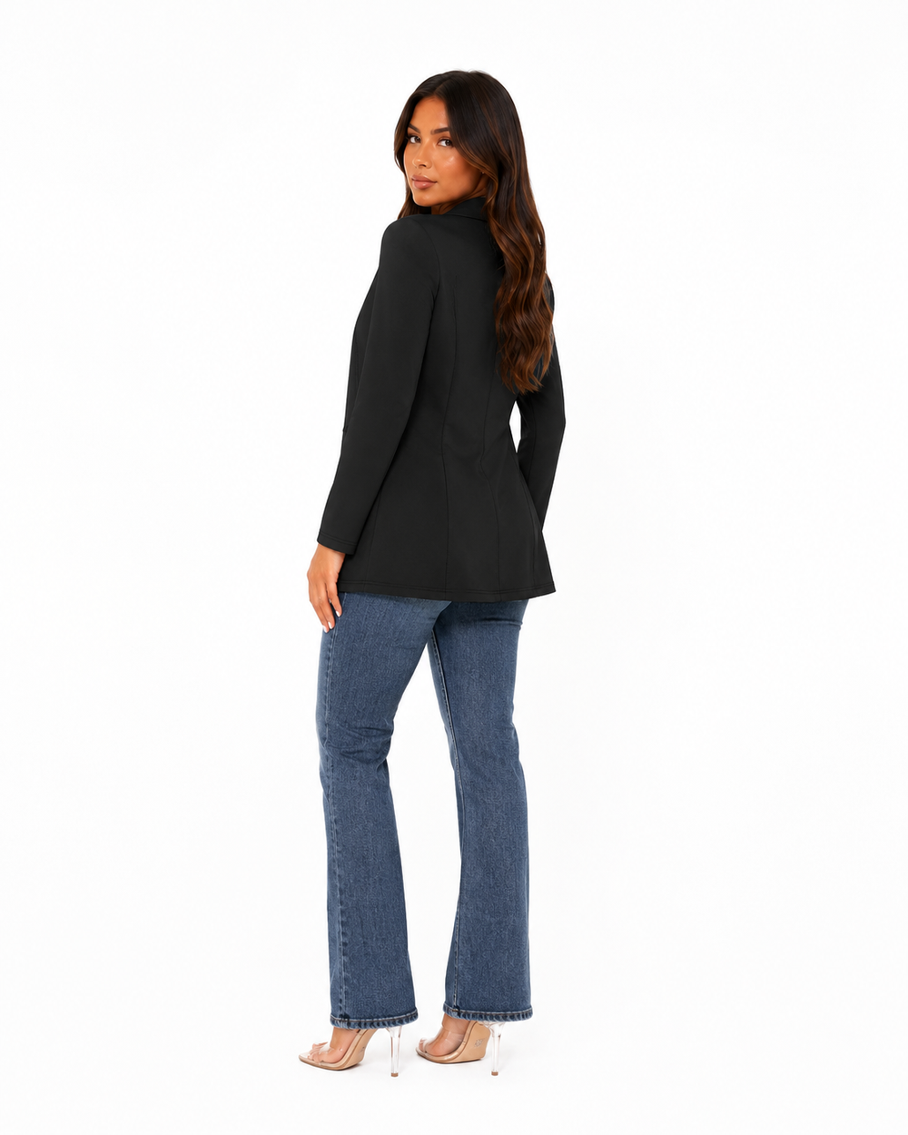 Long open-front blazer