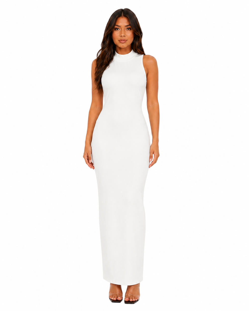 Colette black turtleneck slit maxi dress