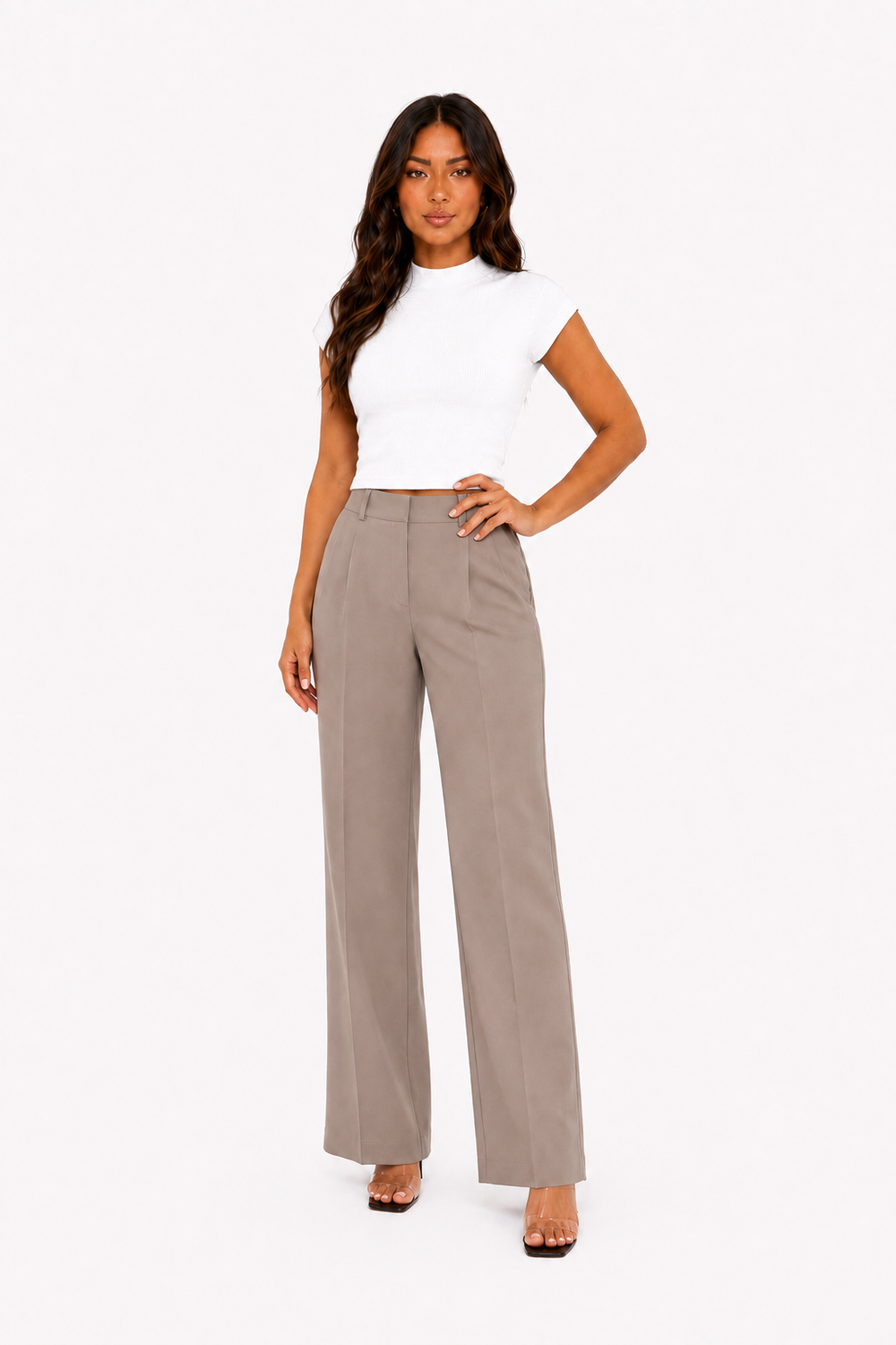 Half-Neck Cropped Knit Tee