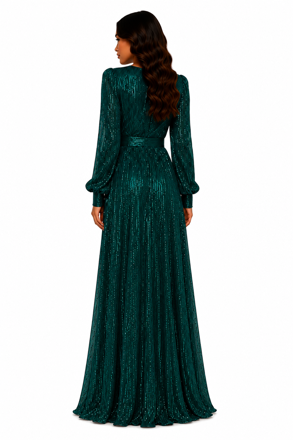 Marlene Sequined V-Neck Evening Gown