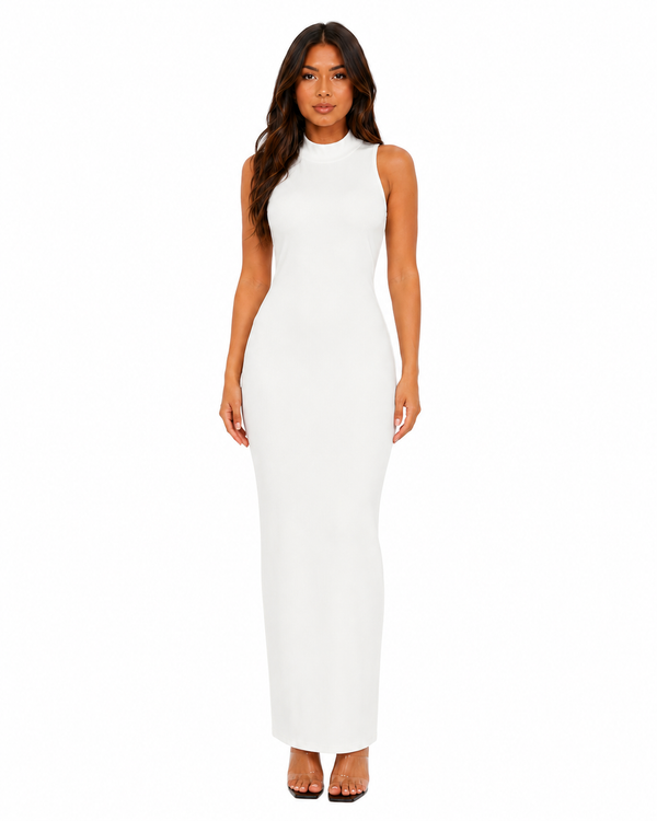 Colette black turtleneck slit maxi dress