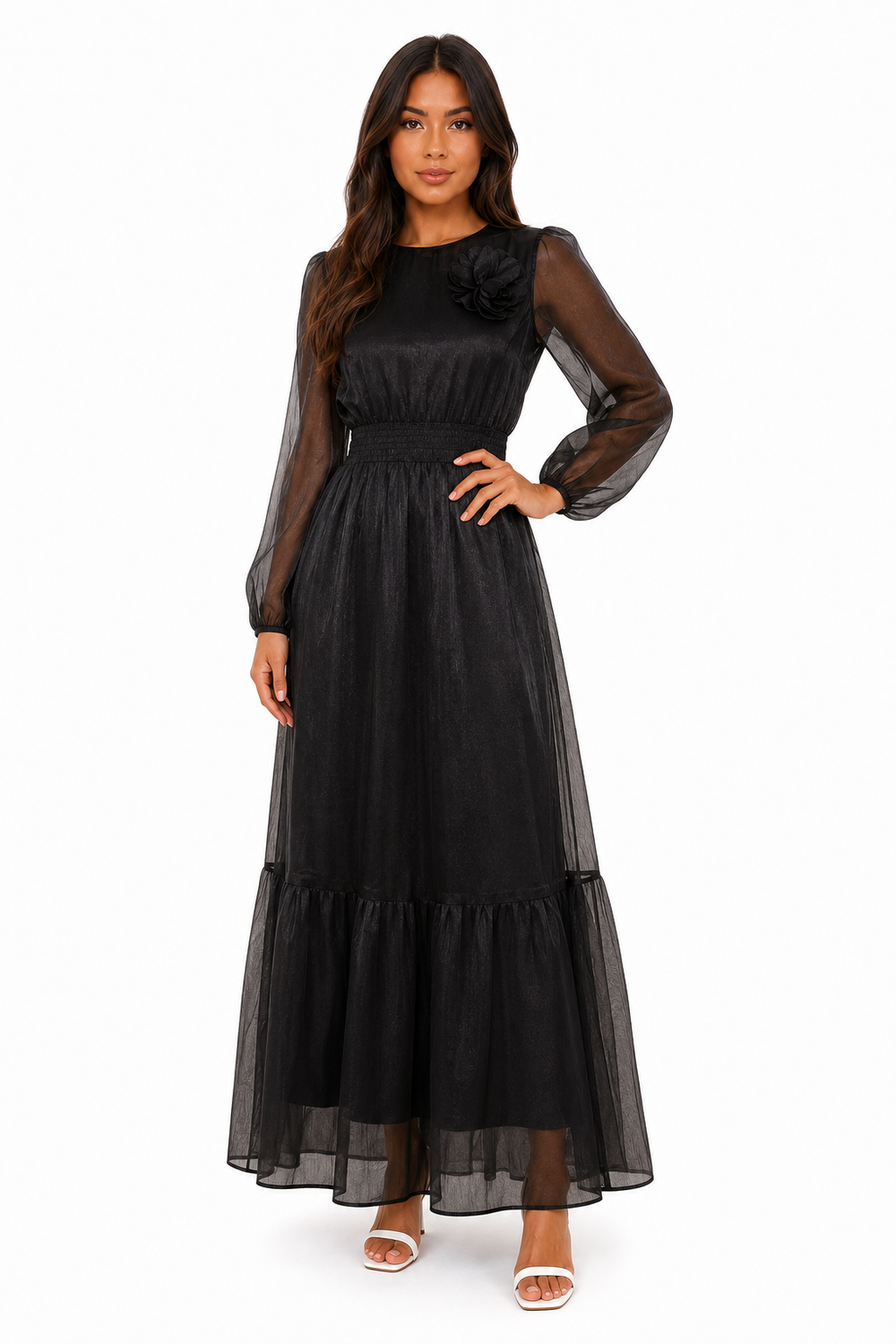 Brienne Crew-Neck Belted Day Dress