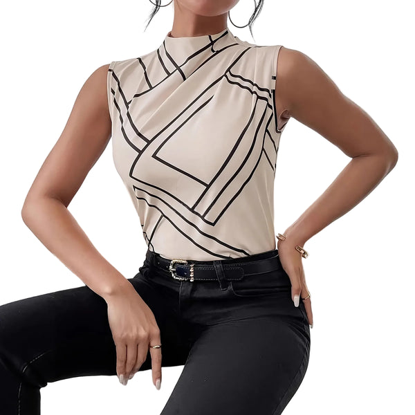 Plaid sleeveless commuter top