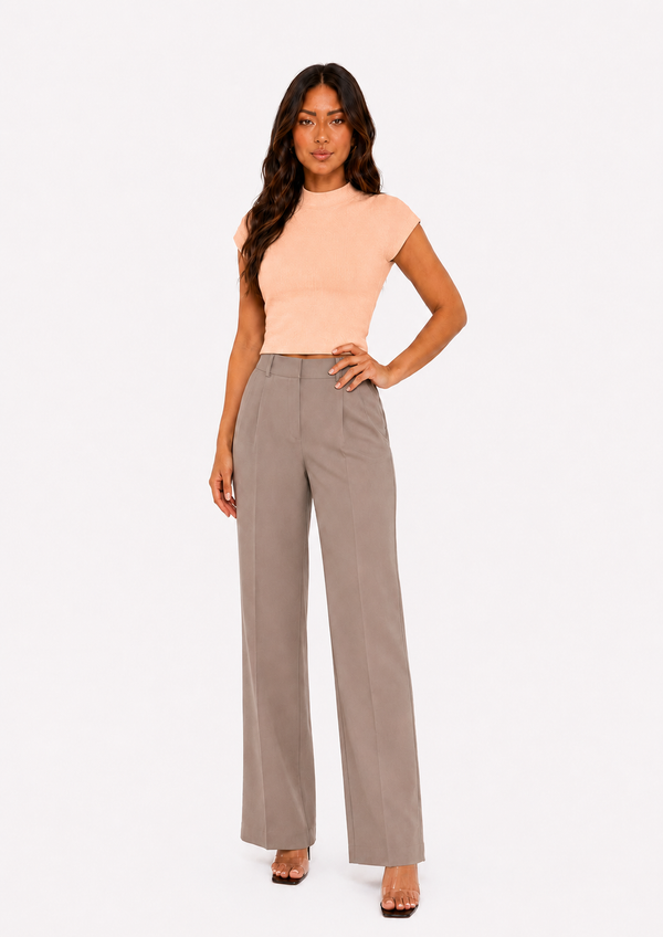 Half-Neck Cropped Knit Tee