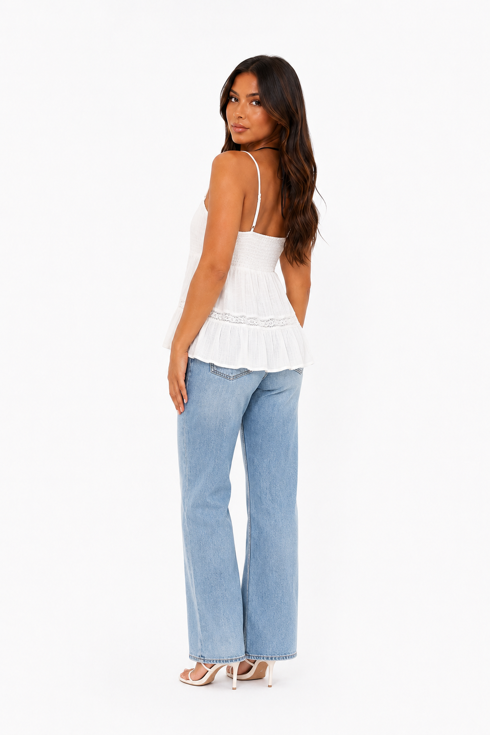 Provence Lace-Panel V-Neck Top