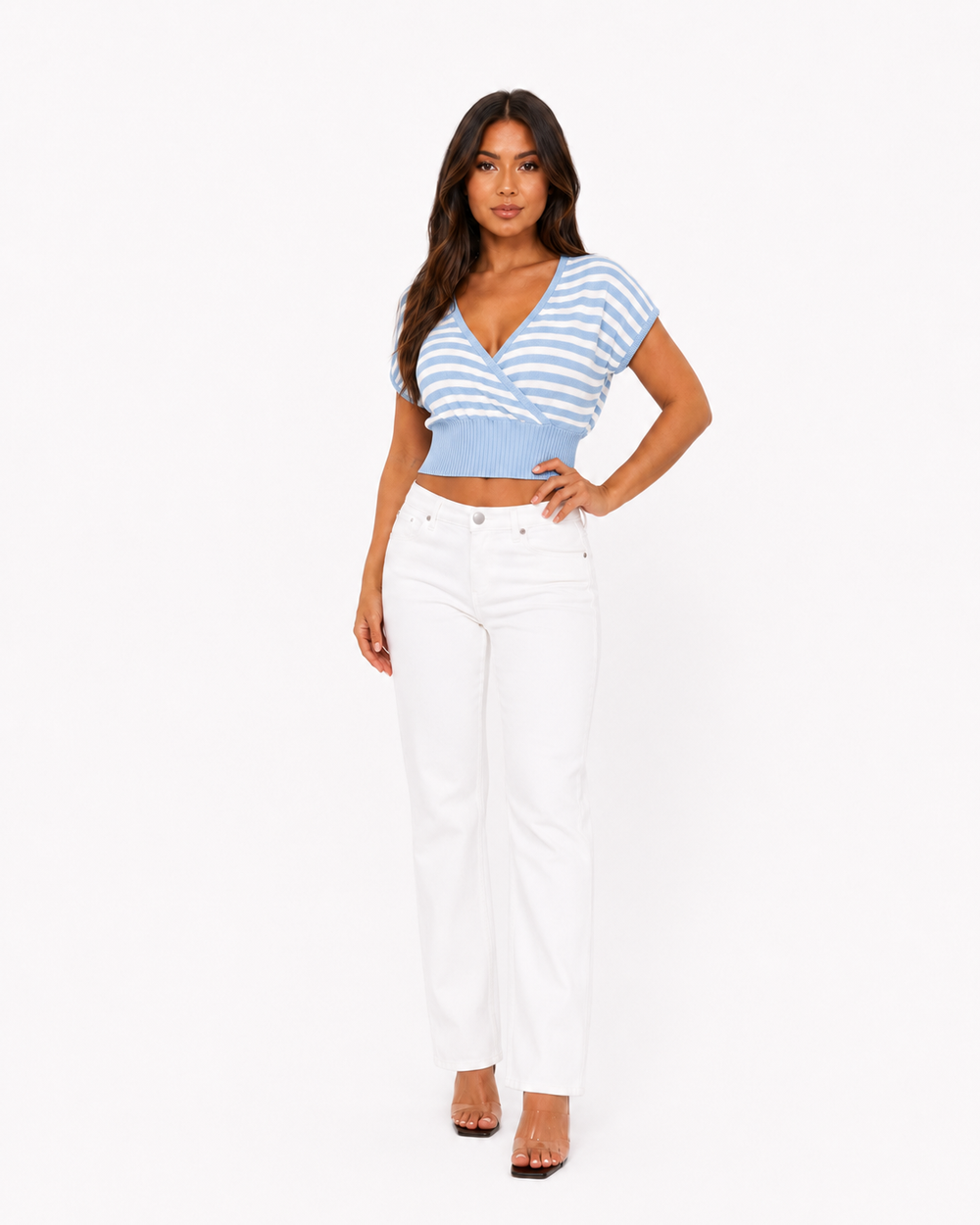 Riviera Striped Knit V-Neck Top