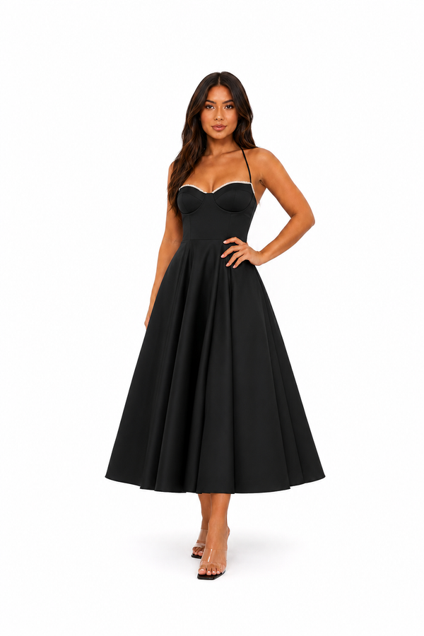 Solène Off-Shoulder Midi Cocktail Dress
